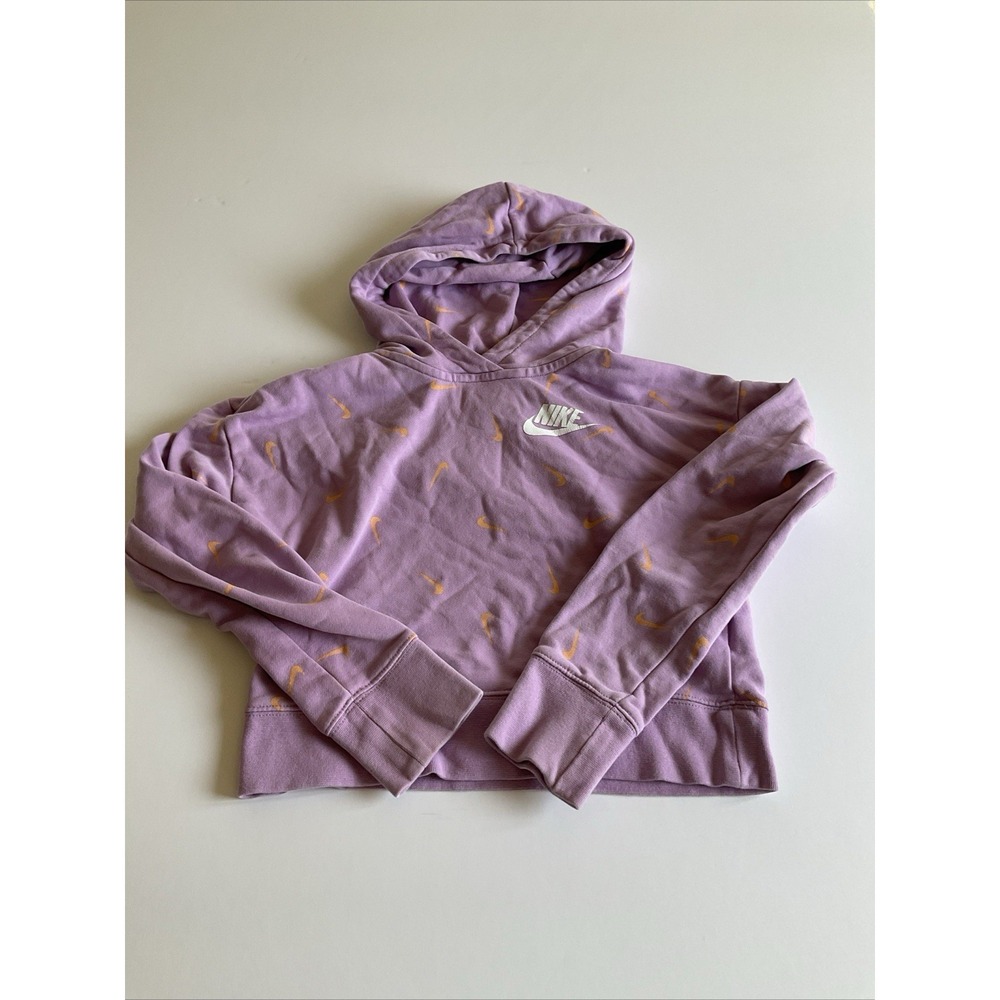 Nike Girls Crop Hoodie Purple Orange Large Standard Fit